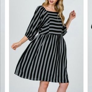 Peasant Sleeve Striped Dress